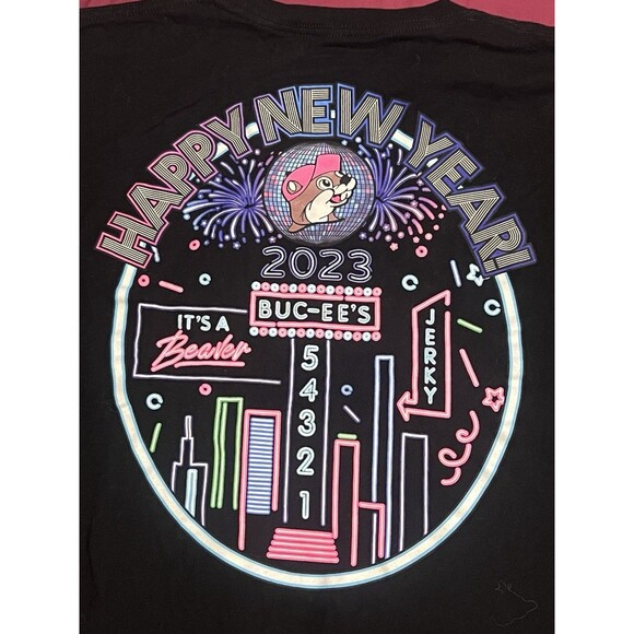 Buc-ees Happy New Year Beaver 2023 Glow in Dark Graphic T-shirt Unisex Size 3XL - Picture 7 of 12